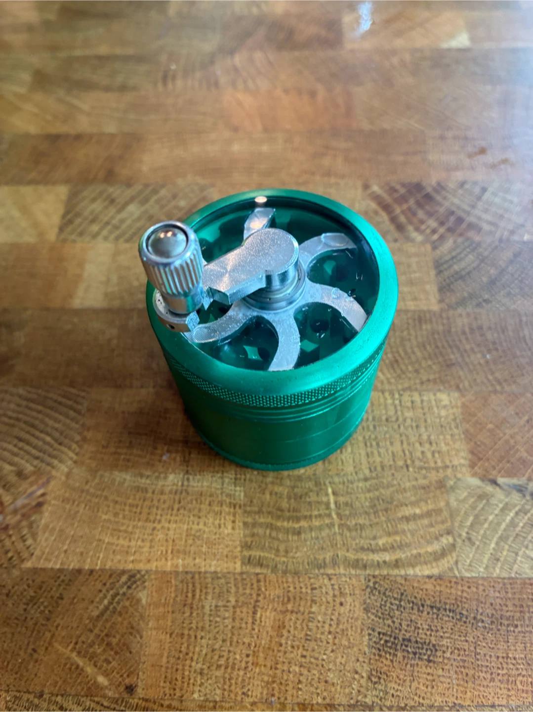 Green 4-Piece Herb Grinder with Crank