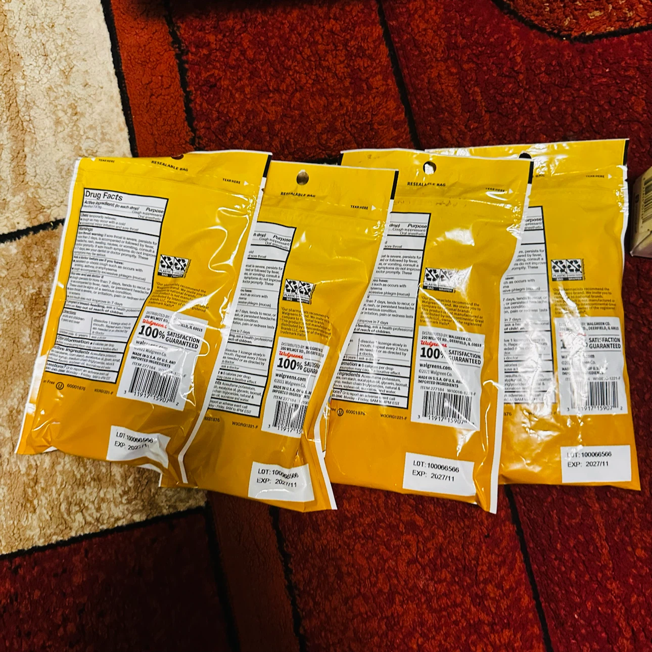 Walgreens Sugar-Free Cough Drops Honey Lemon 4 Bags - photo 2