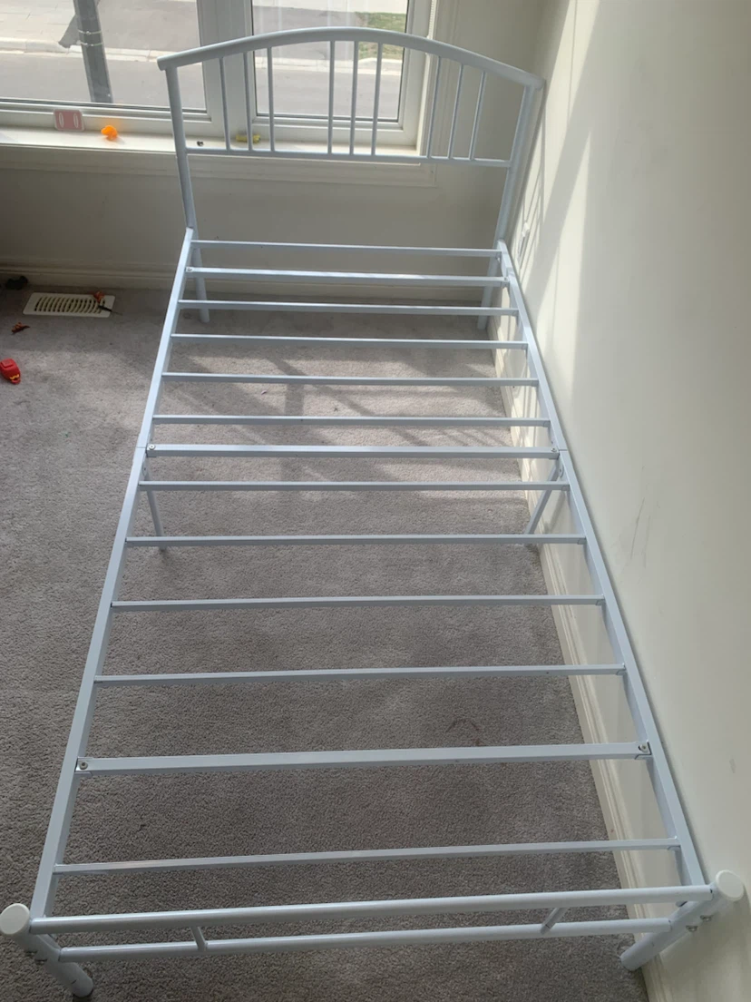 White Metal Twin Bed Frame