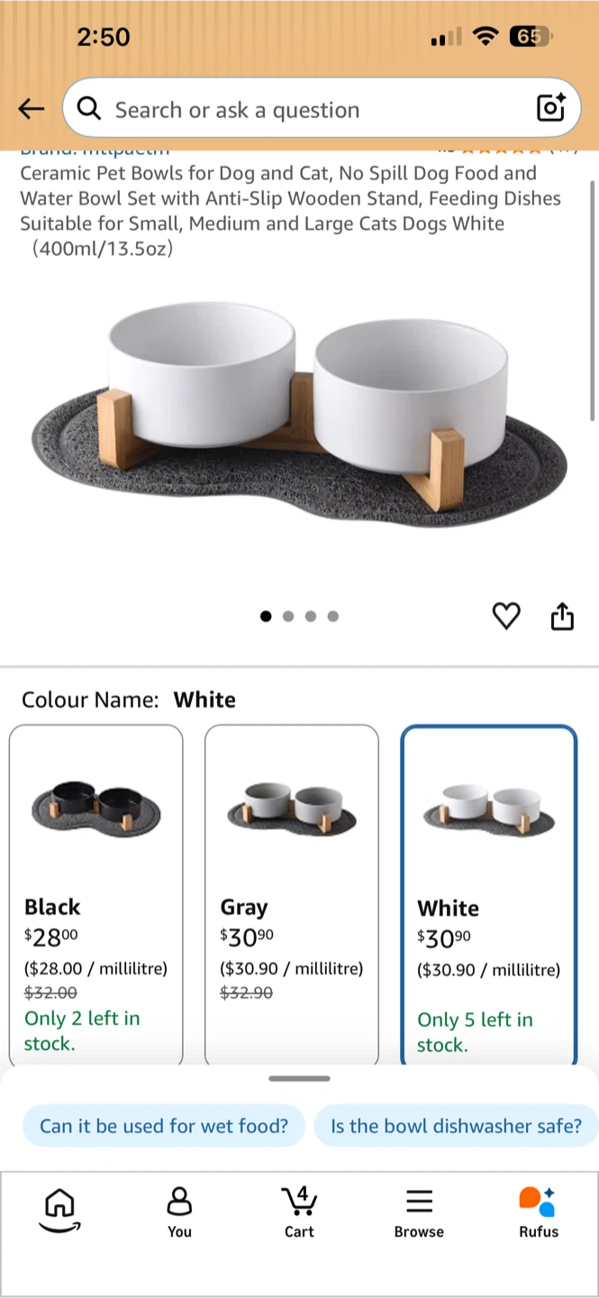 NEW Ceramic Pet Food and Water Bowl Set