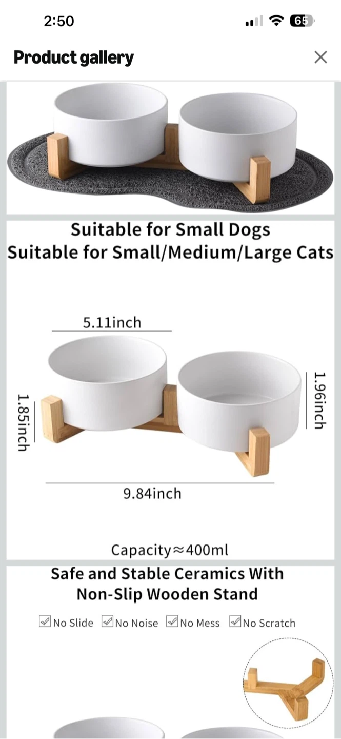 NEW Ceramic Pet Food and Water Bowl Set - photo 2