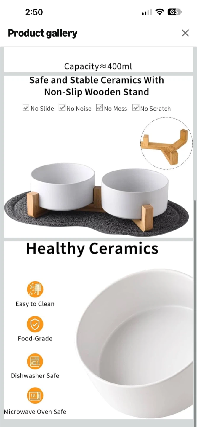 NEW Ceramic Pet Food and Water Bowl Set - photo 3