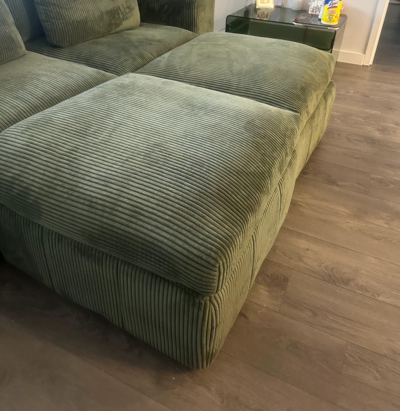 Green Corduroy Ottomans (2 pieces)