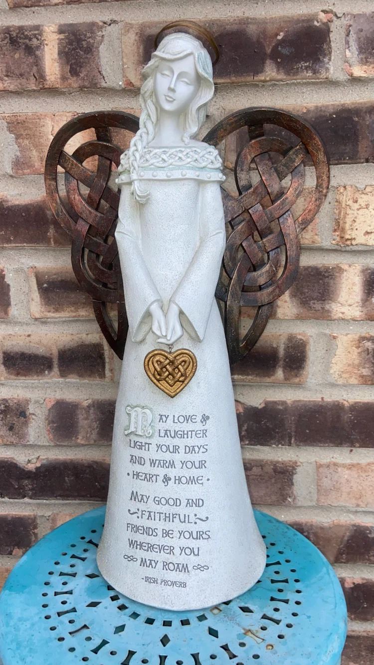 Angel Figurine with Celtic Knot Wings and Irish Proverb - photo 2