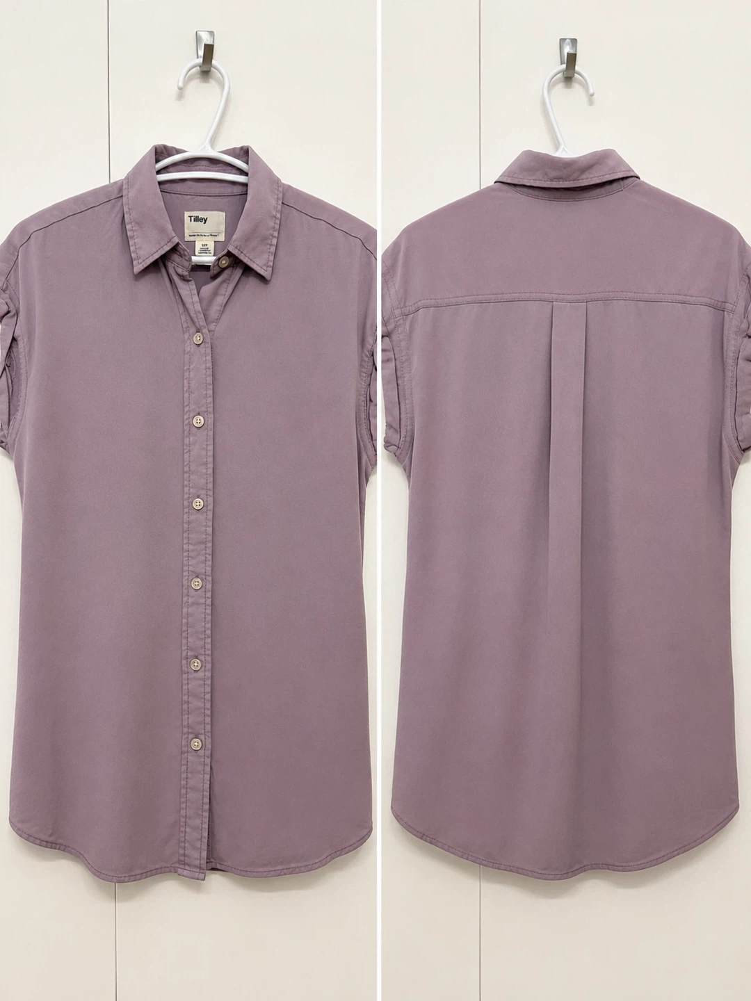 Tilley Short Sleeve Button-Up Shirt - Purple - Size Small