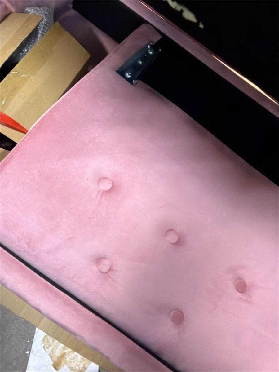 Pink Velvet Chaise Lounge Chair with Storage - photo 2