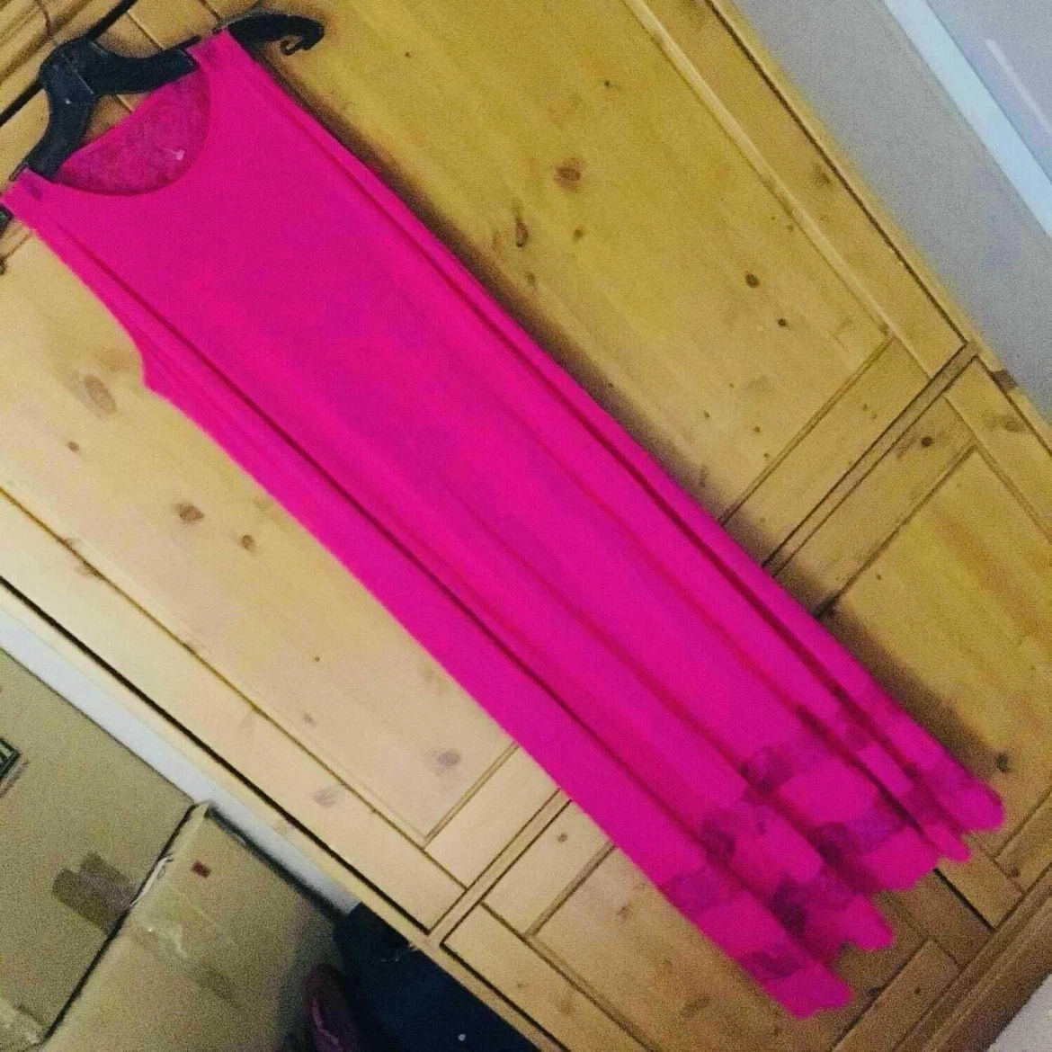 Fuchsia Maxi Dress with Lace Detail
