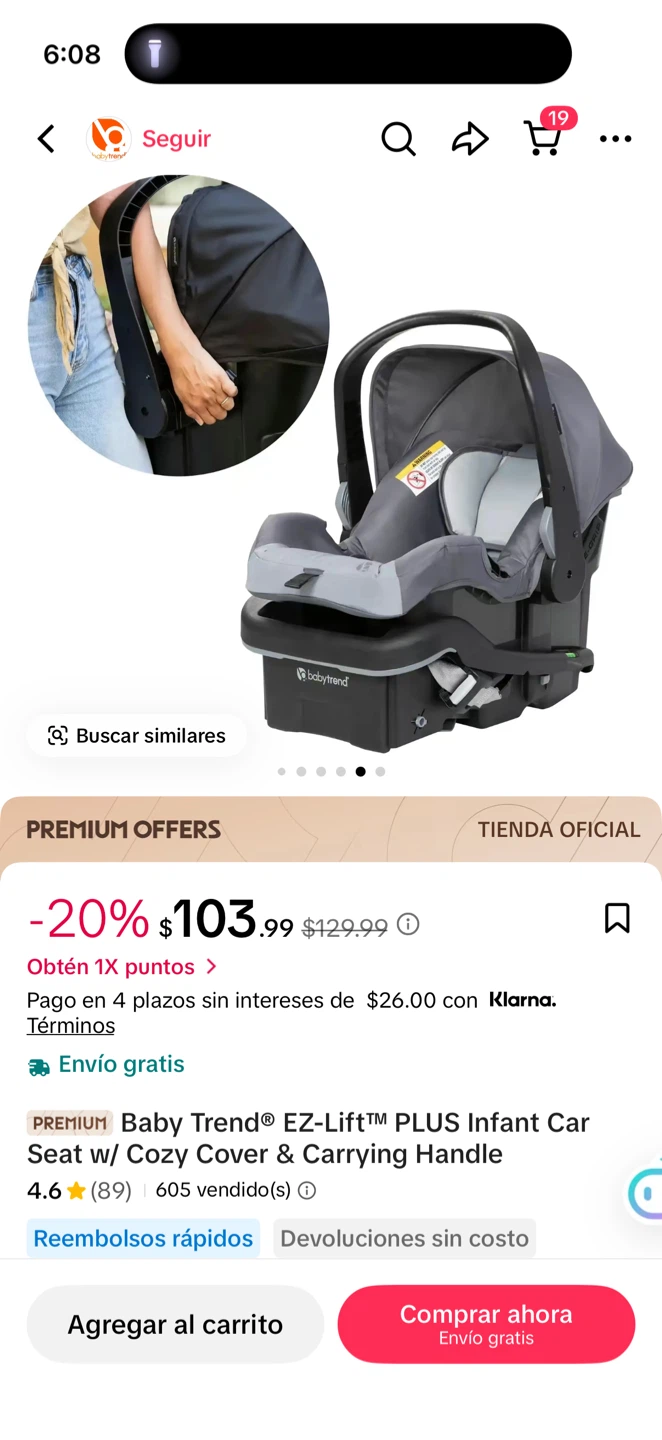 Baby Trend EZ-Lift PLUS Infant Car Seat w/ Cozy Cover