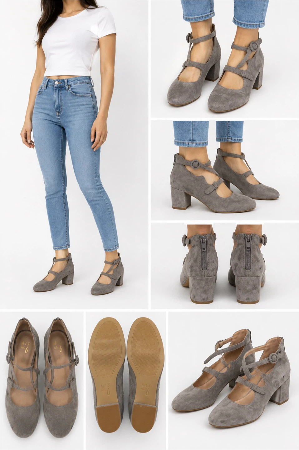 MIX No. 6 Grey Suede Mary Jane Heels