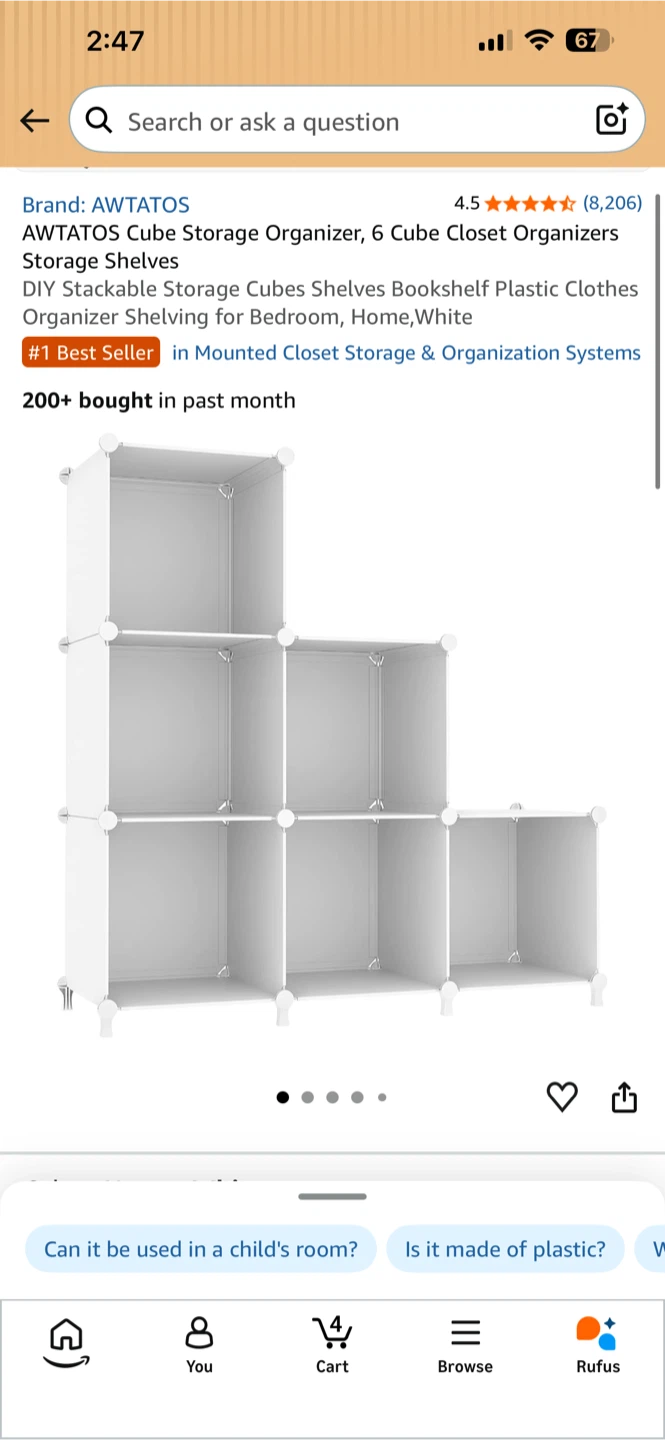 BNIB AWTATOS 6 Cube Storage Organizer - White