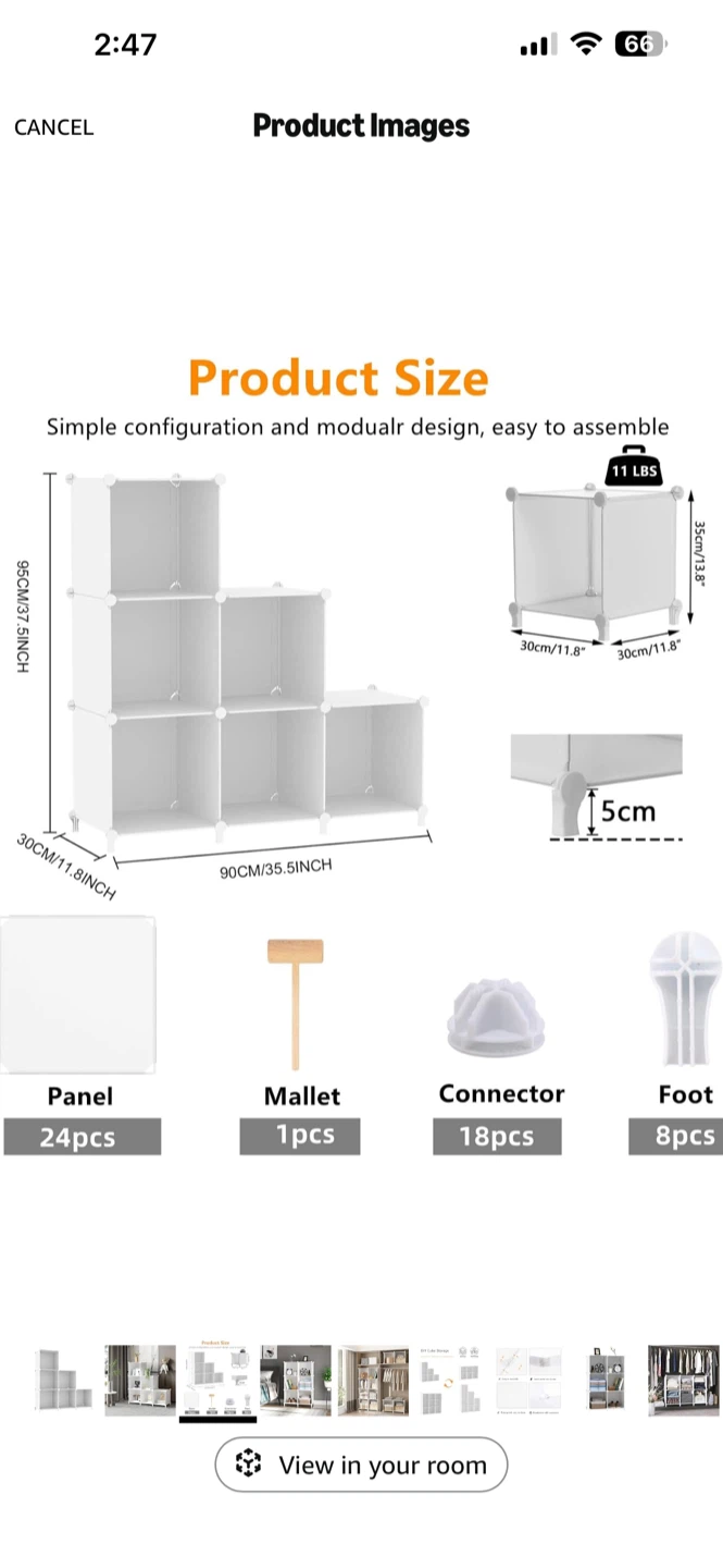 BNIB AWTATOS 6 Cube Storage Organizer - White - photo 3