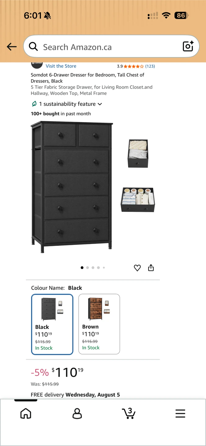 Somdot 6-Drawer Dresser - white
