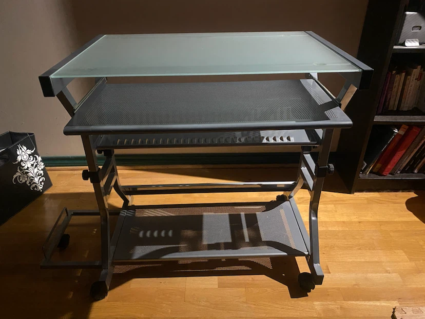 Glass Top Desk with Keyboard Tray