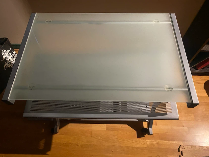 Glass Top Desk with Keyboard Tray - photo 2