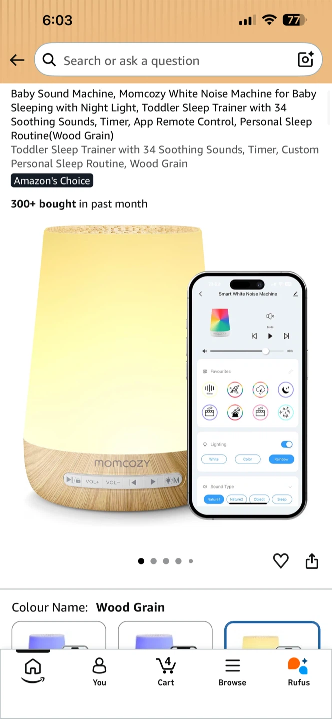 MOMCOZY Smart Sound Machine with Night Light