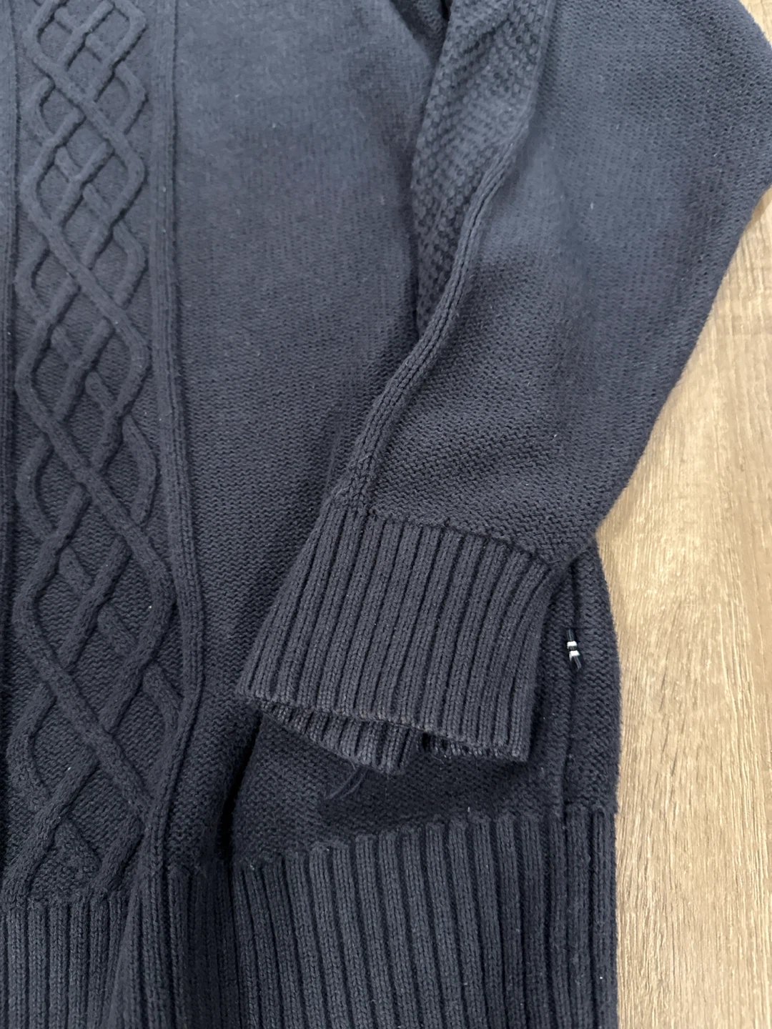 Nautica Men's Navy Cable Knit Shawl Collar Sweater Size L - photo 4