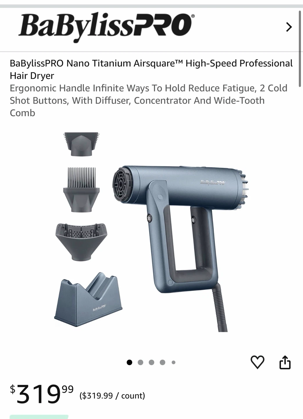 BaBylissPRO Nano Titanium Airsquare High-Speed  Hair Dryer