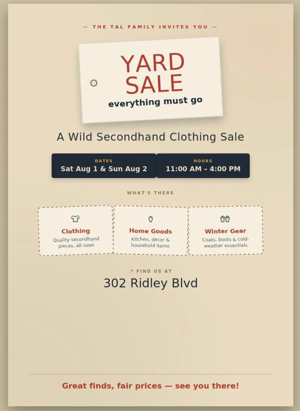 Yard Sale - Wild Secondhand Clothing Sale