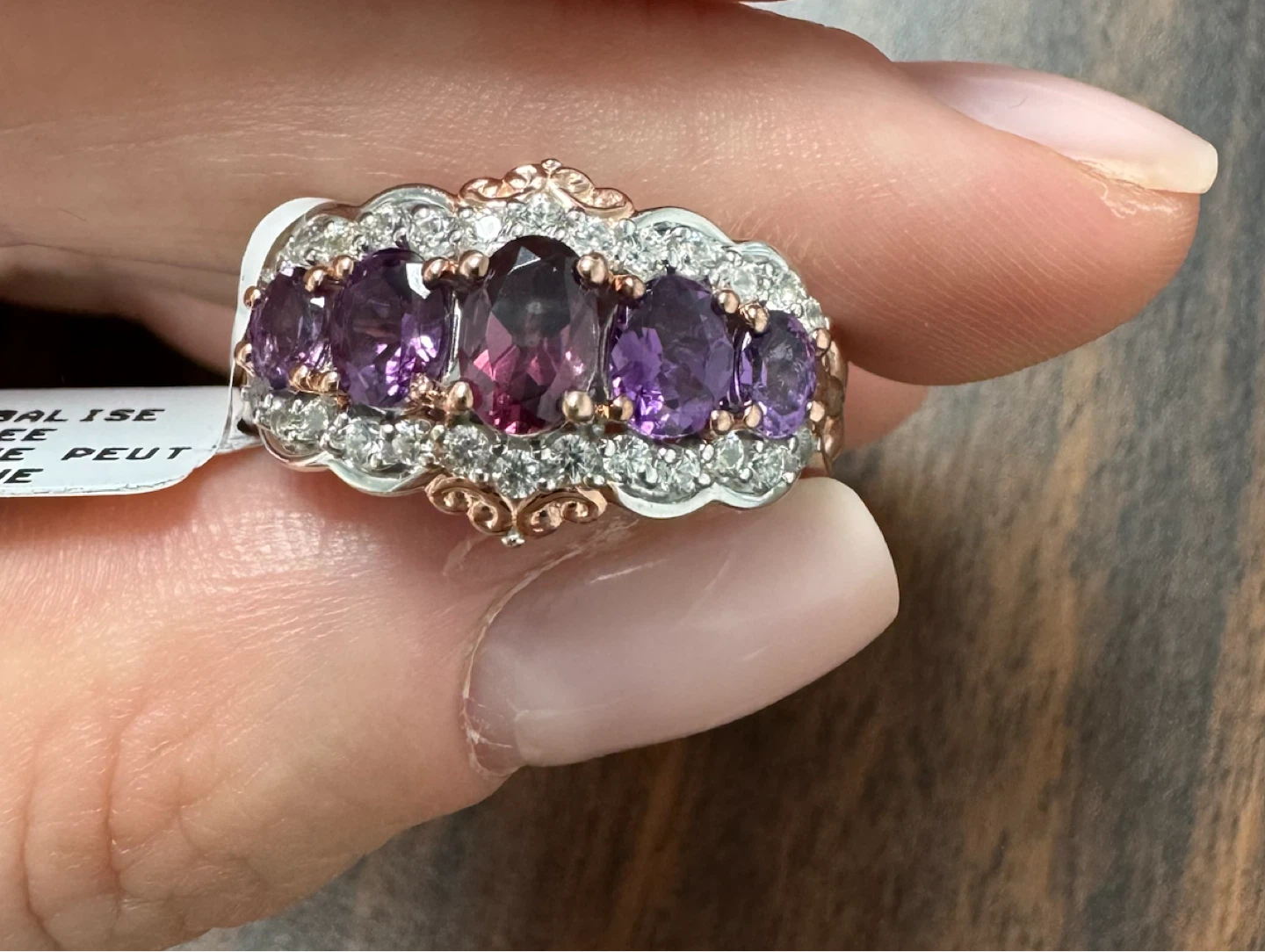 Sterling Silver Amethyst and Garnet Ring