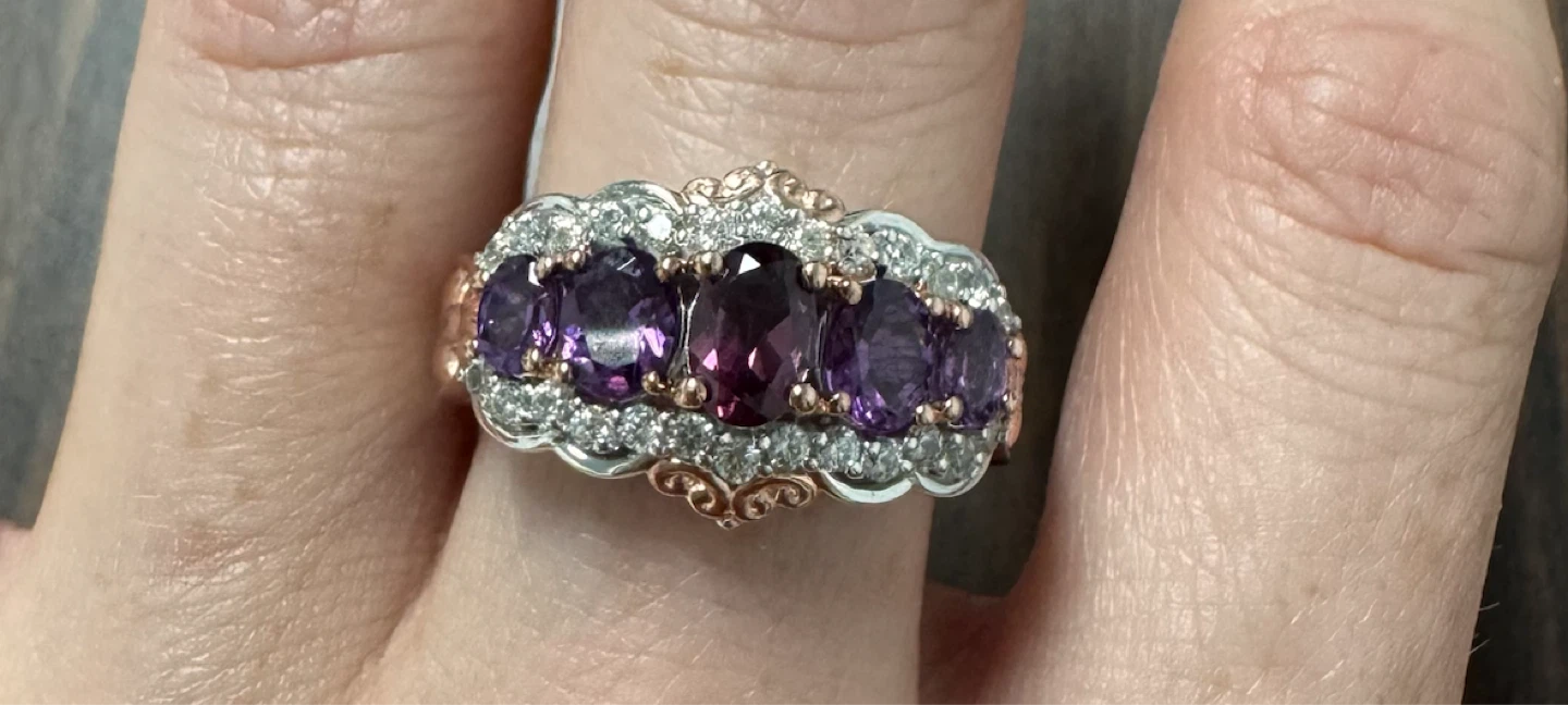 Sterling Silver Amethyst and Garnet Ring - photo 2
