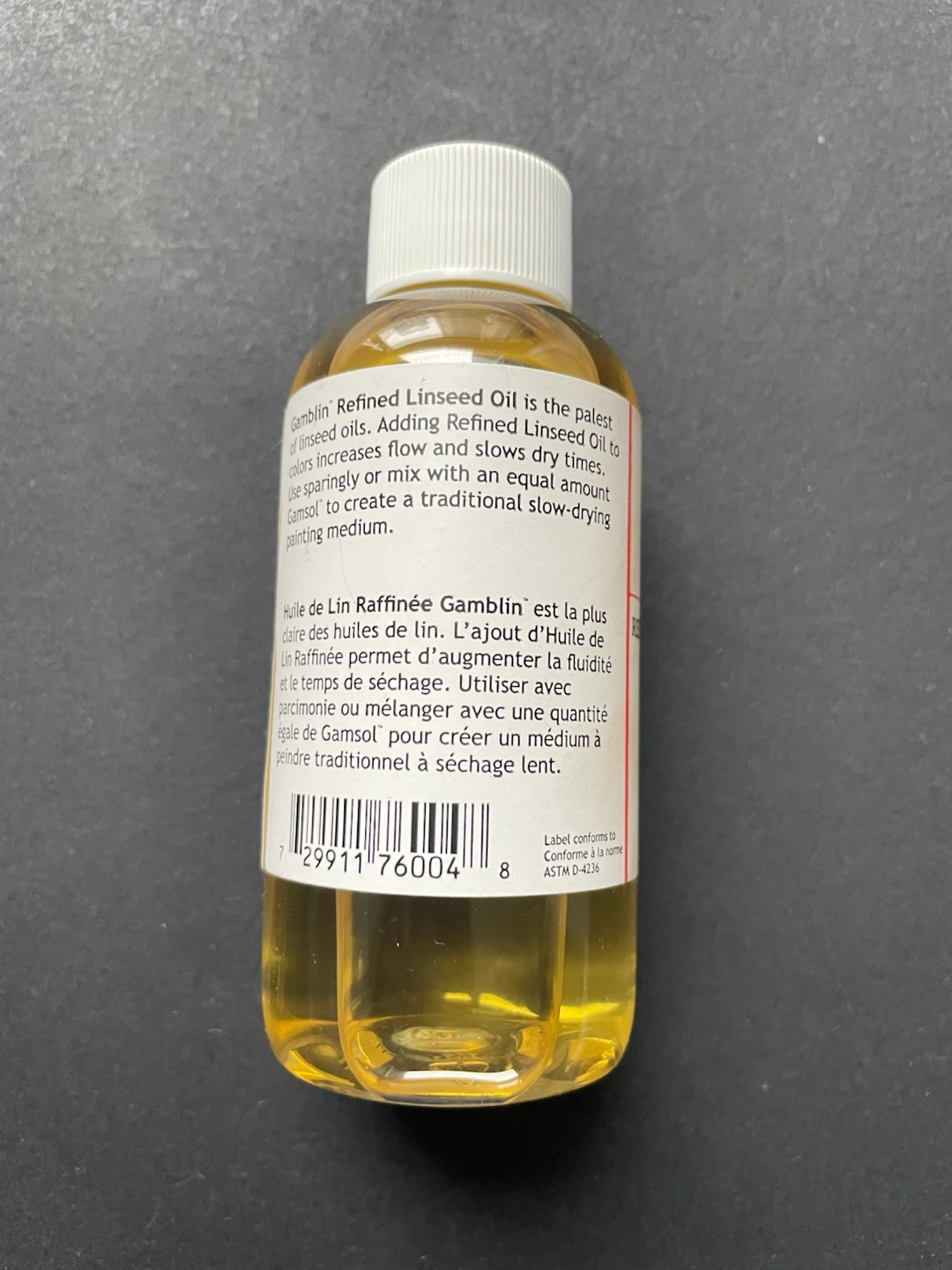 Gamblin Refined Linseed Oil 4.2 oz - photo 3