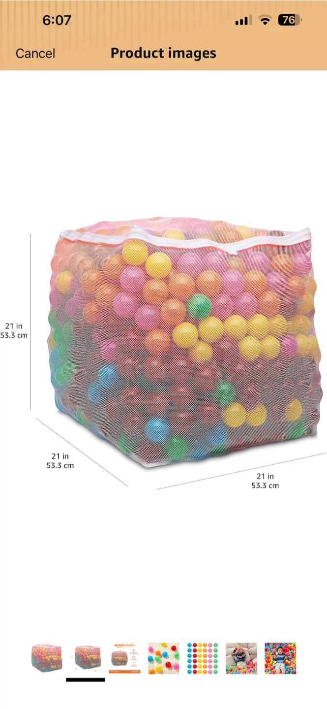 BNIB Amazon Basics 1,000 Ball Pit Balls - 6 Bright Colors - photo 2