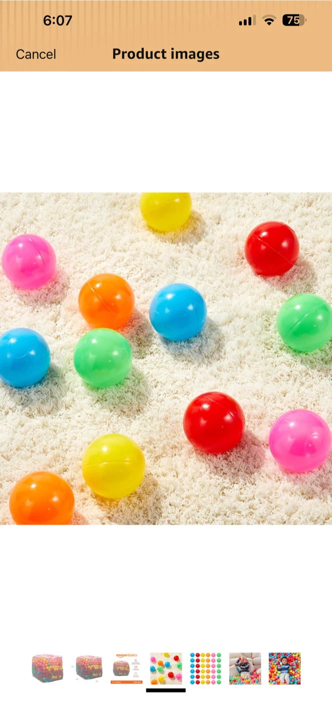 BNIB Amazon Basics 1,000 Ball Pit Balls - 6 Bright Colors - photo 4