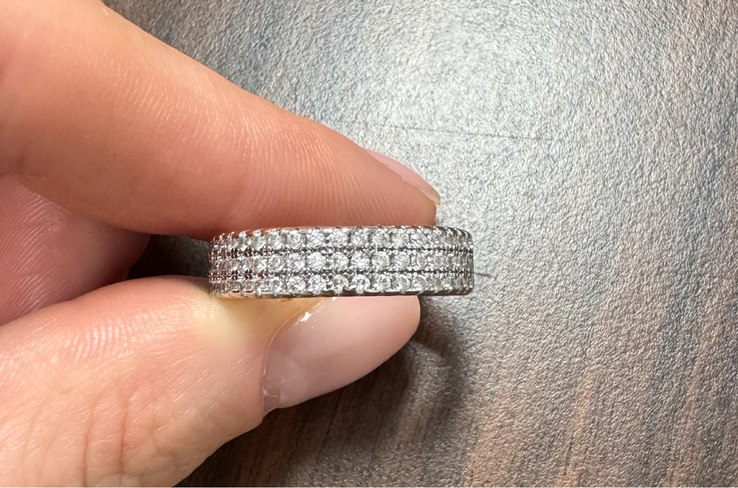 Sterling Silver Band Ring with Cubic Zirconia