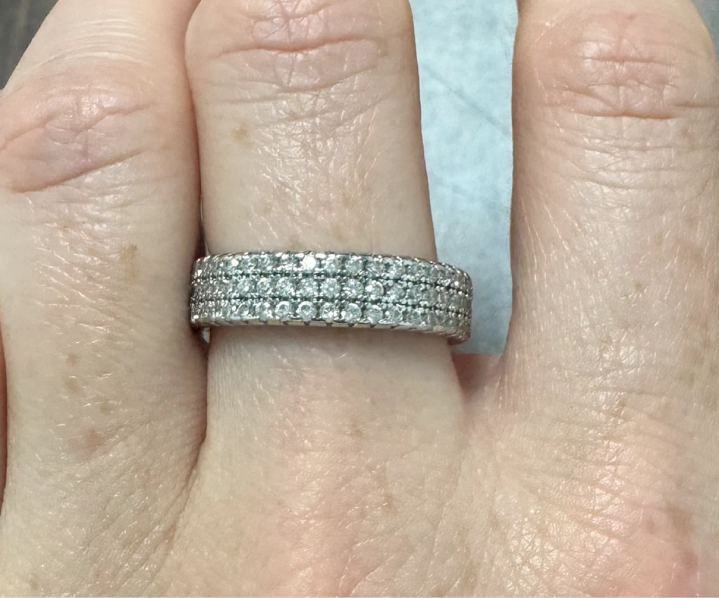 Sterling Silver Band Ring with Cubic Zirconia - photo 2