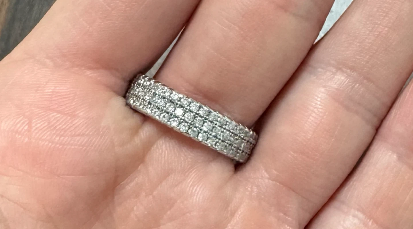 Sterling Silver Band Ring with Cubic Zirconia - photo 3