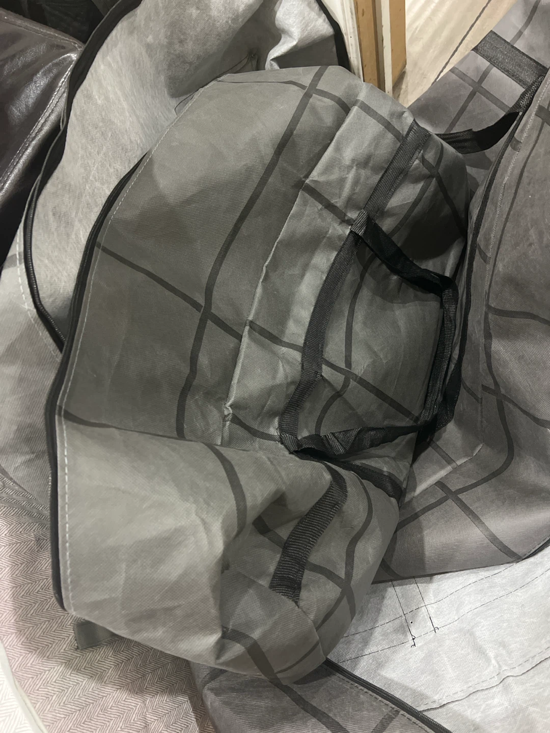 Grey Plaid Storage Bag with Zipper - photo 2