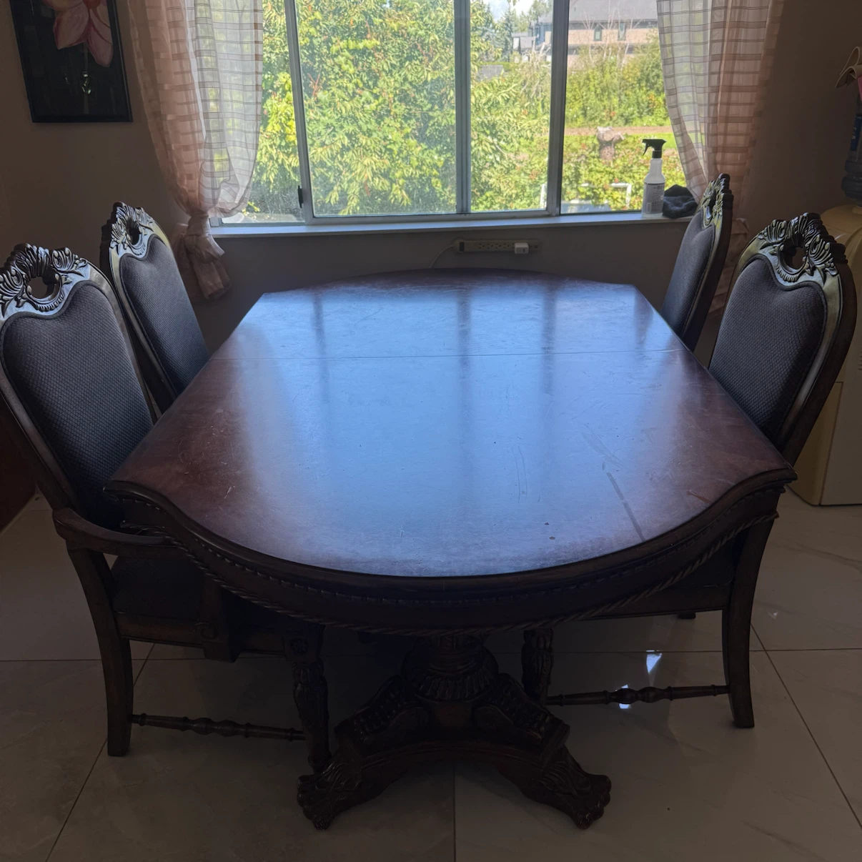 Wooden Dining Table with 6 Chairs