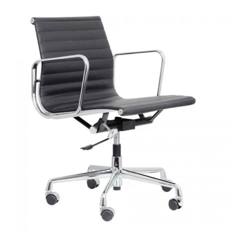 Ligna Low Back Office Chair - Black Leather