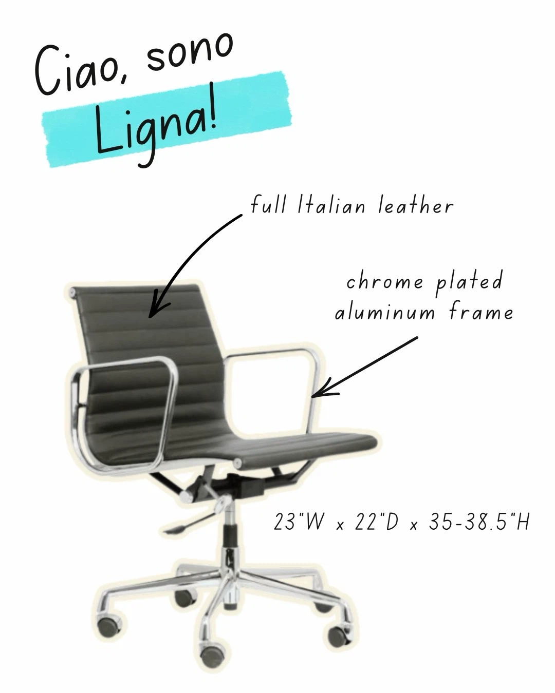 Ligna Low Back Office Chair - Black Leather - photo 2