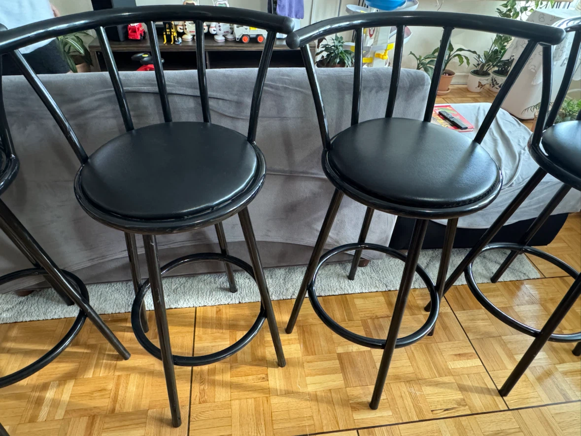 Set of 4 Black Metal Bar Stools - photo 3
