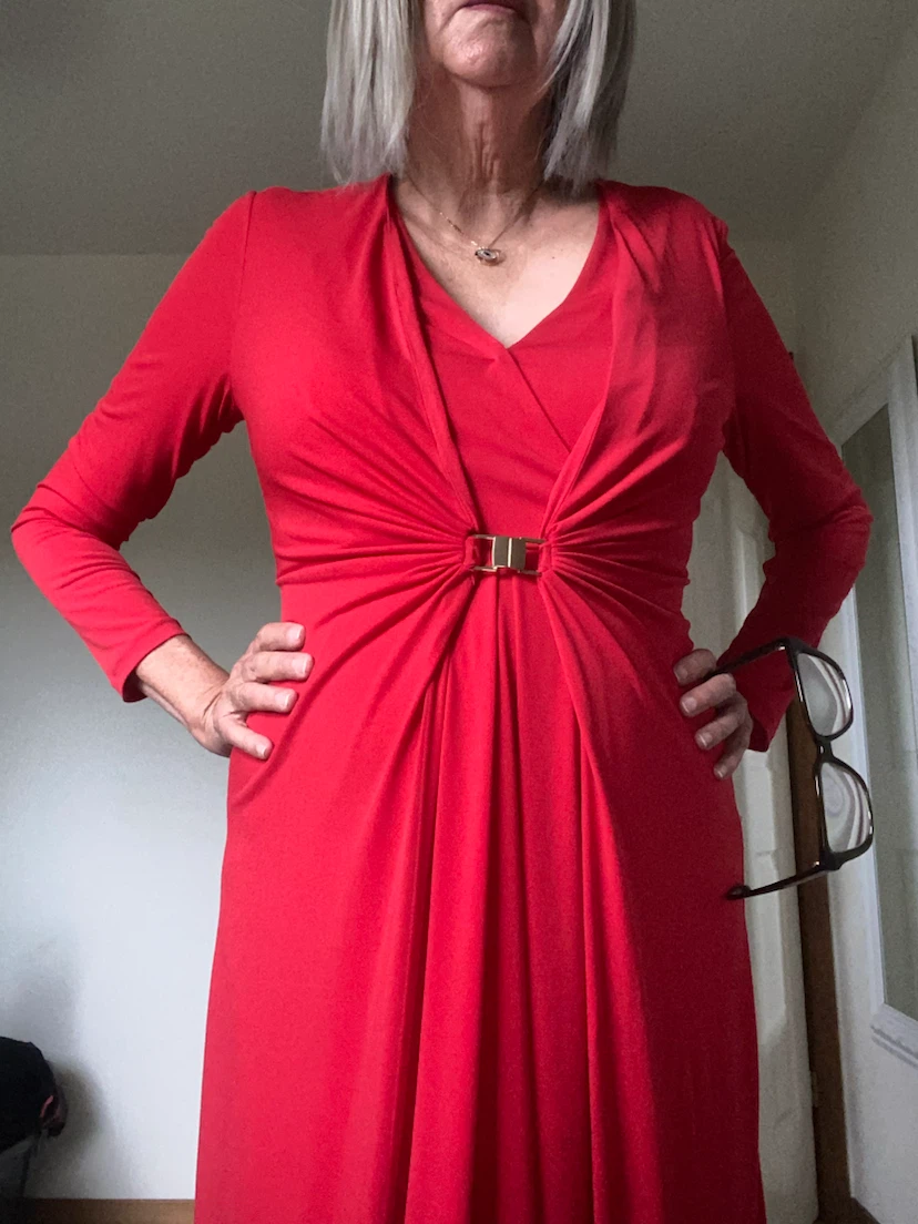 Calvin Klein Red Long Sleeve Formal Dress