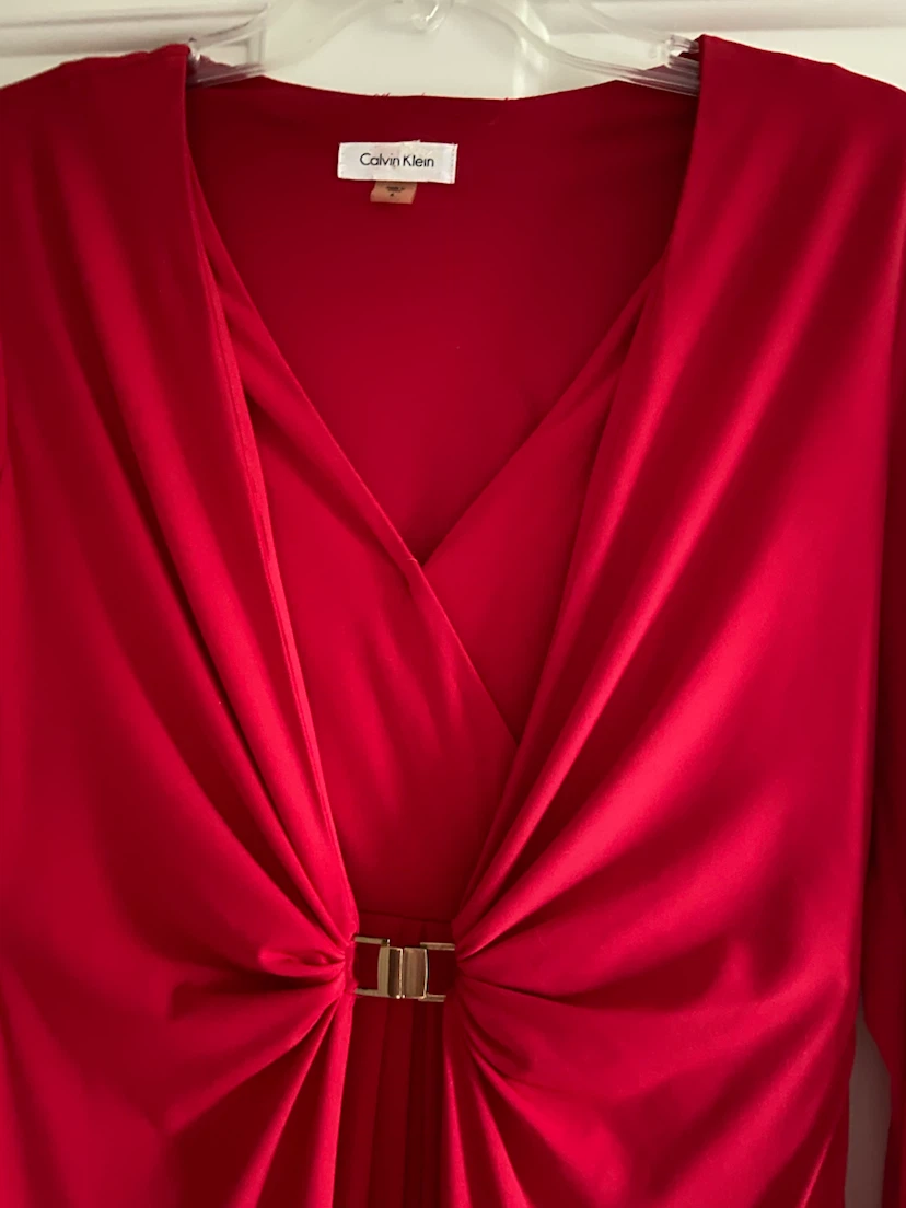 Calvin Klein Red Long Sleeve Formal Dress - photo 4