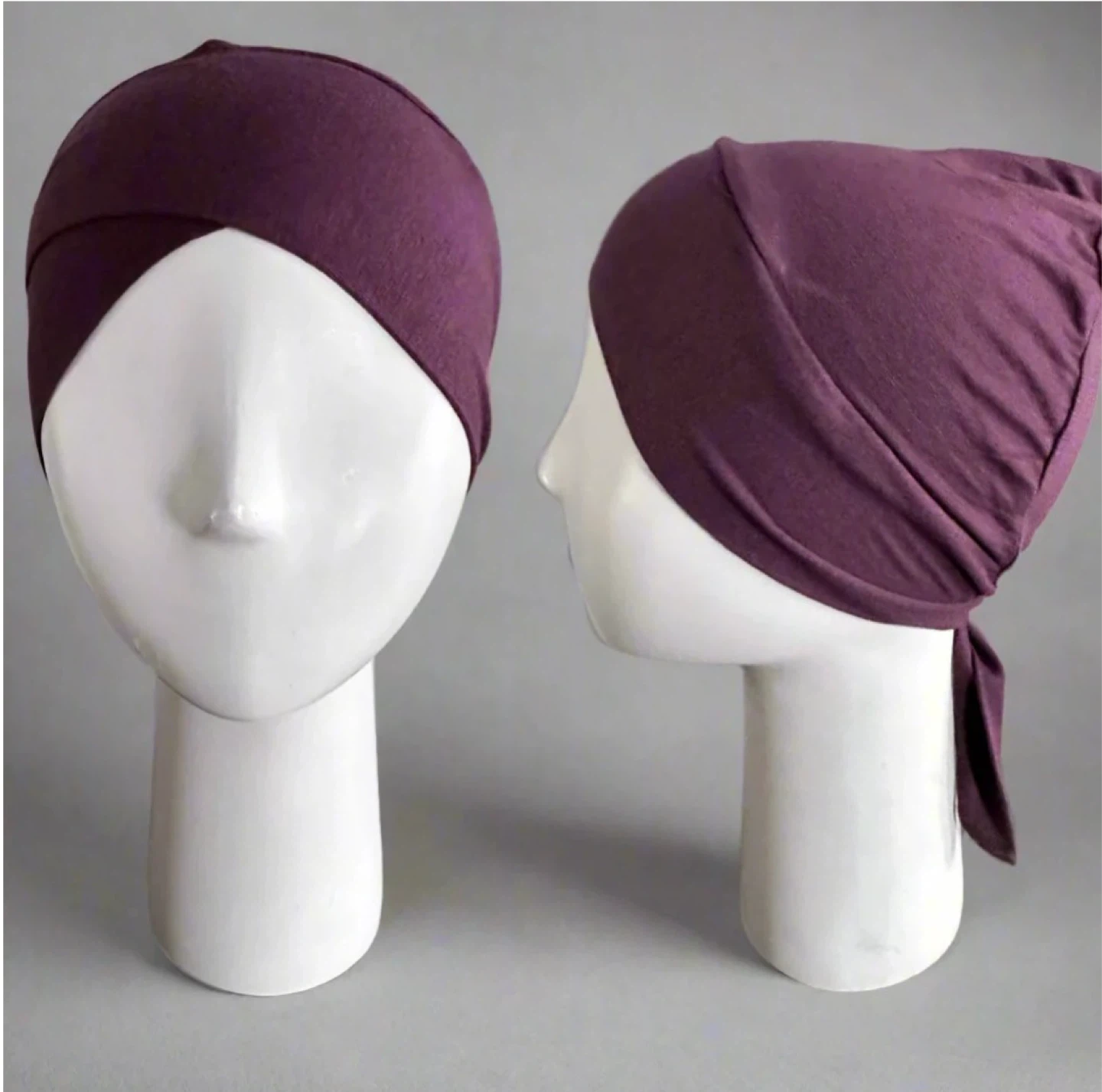 Plum Tie Back Headwrap/Bonnet - New