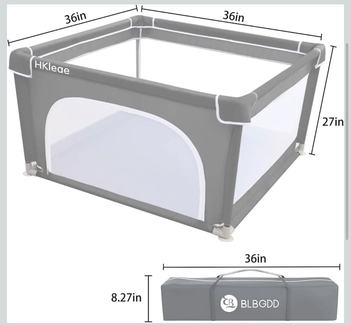 HKleae Playpen 36" x 36" x 27" Gray
