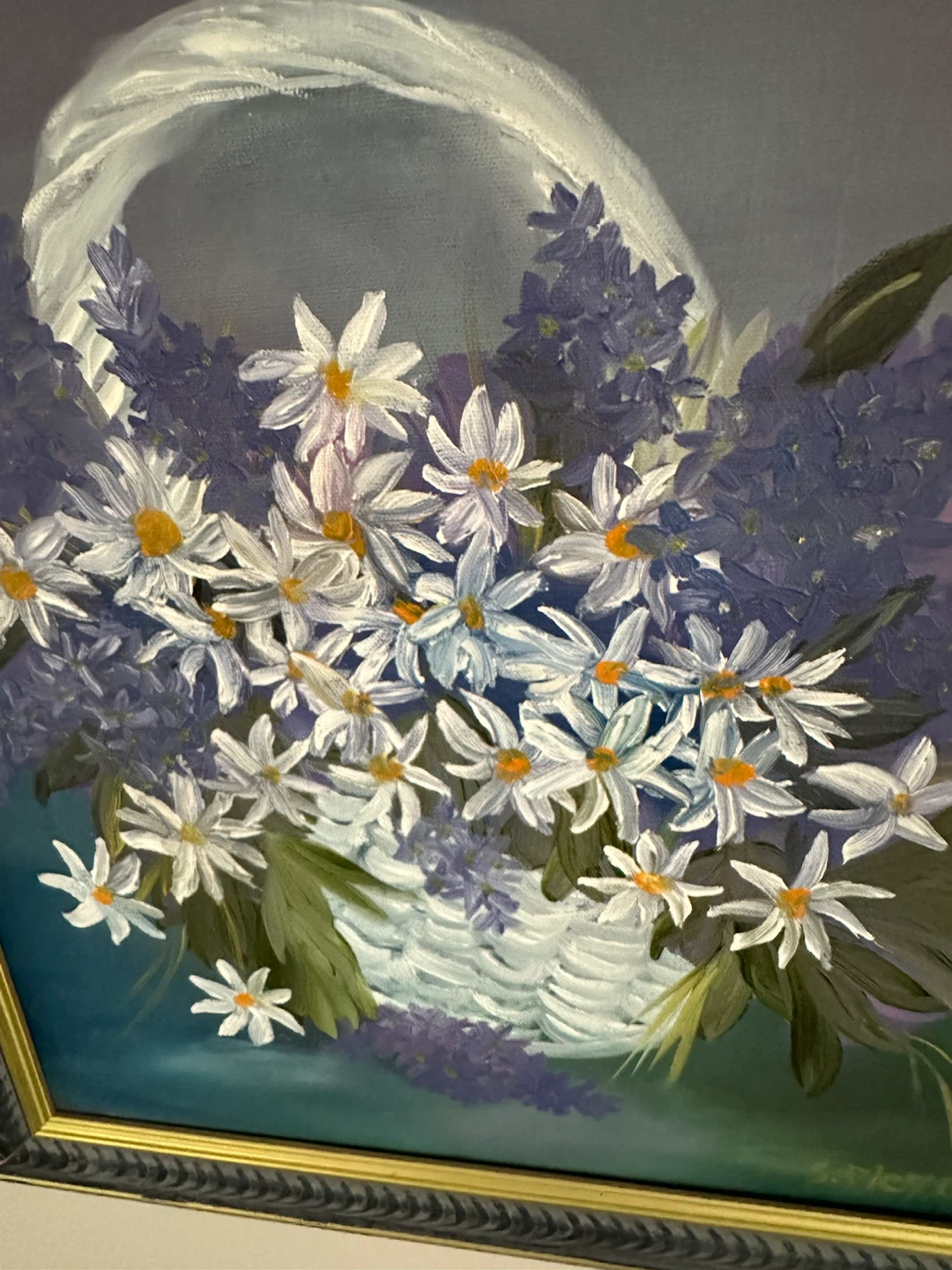Vintage Floral Basket Oil Painting - photo 5