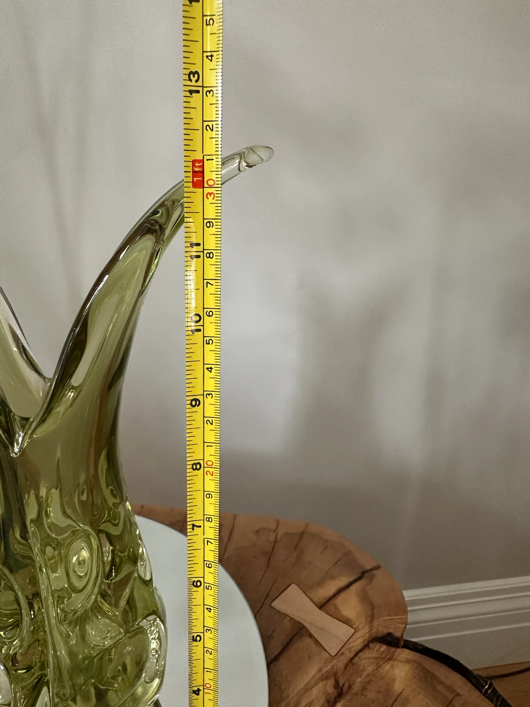 Vintage Murano Style Art Glass Vase - Olive Green - photo 3