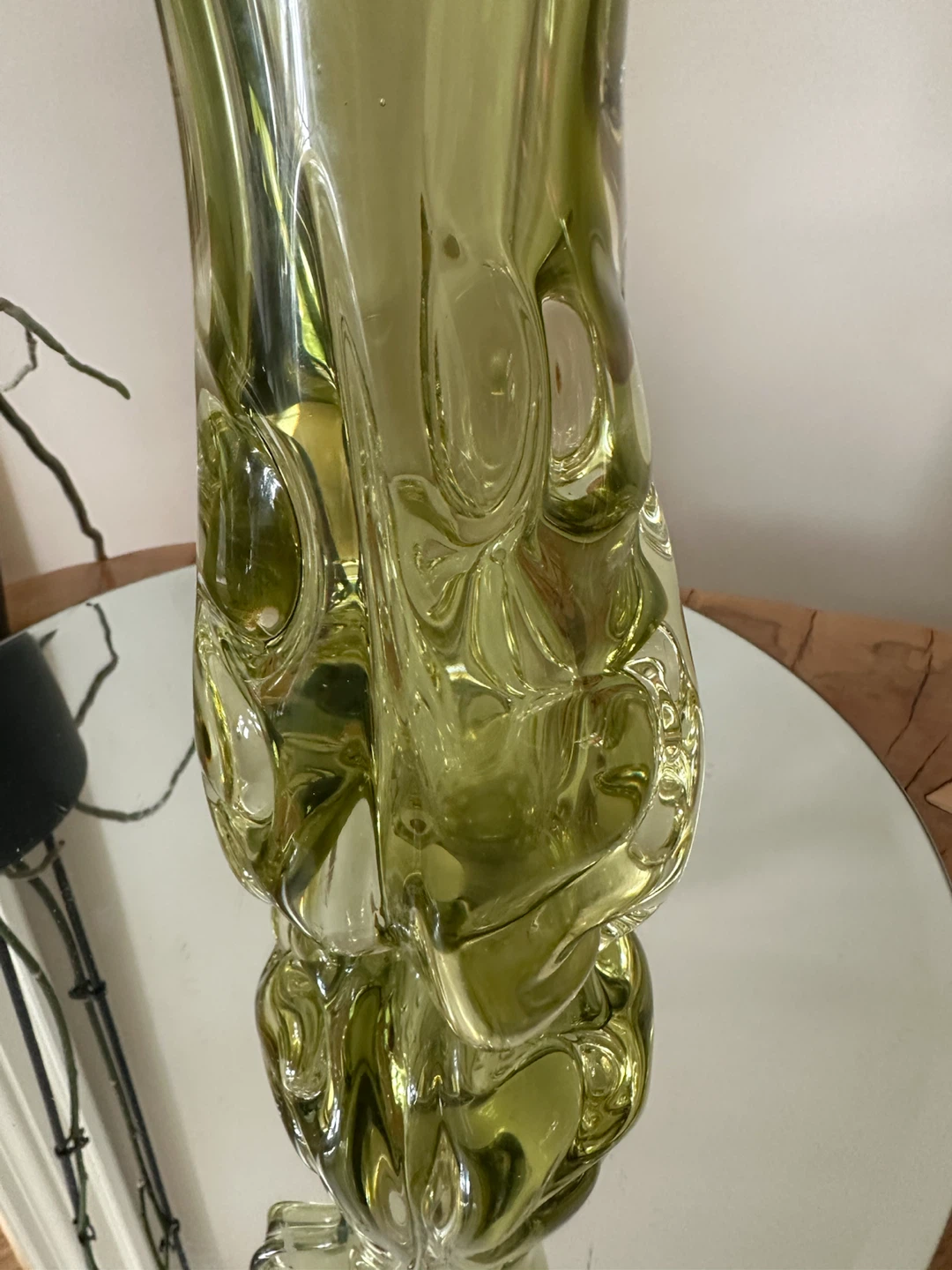Vintage Murano Style Art Glass Vase - Olive Green - photo 4