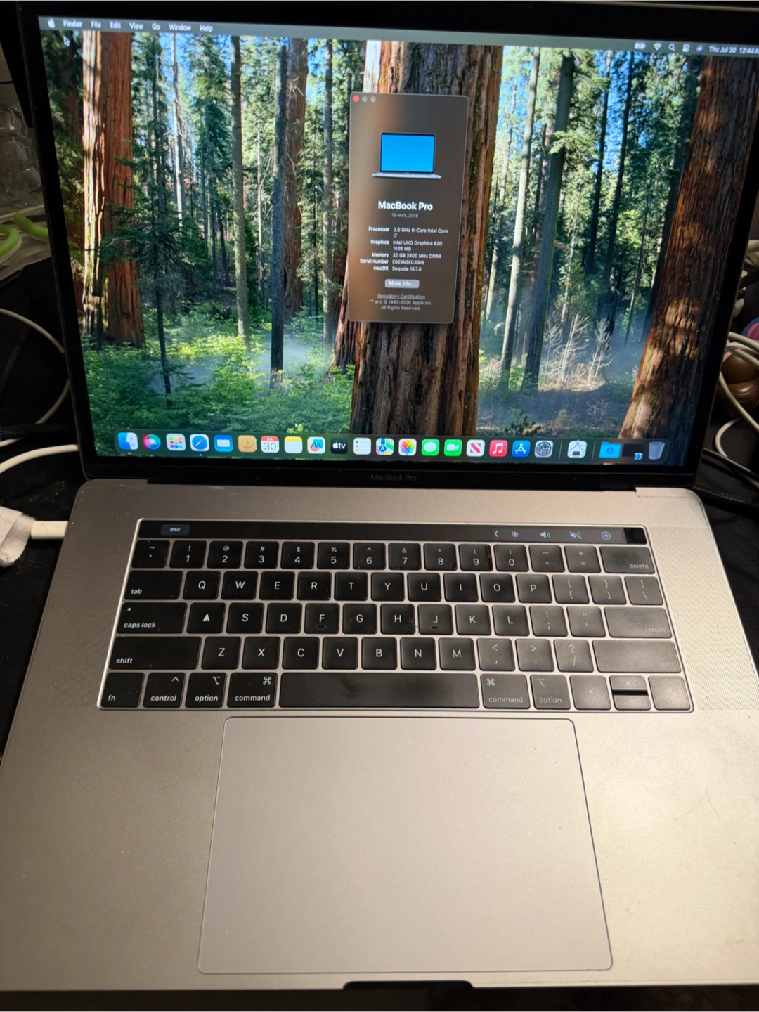 Apple MacBook Pro 15” 2018 i7 32GB 512GB A1990 Space Gray