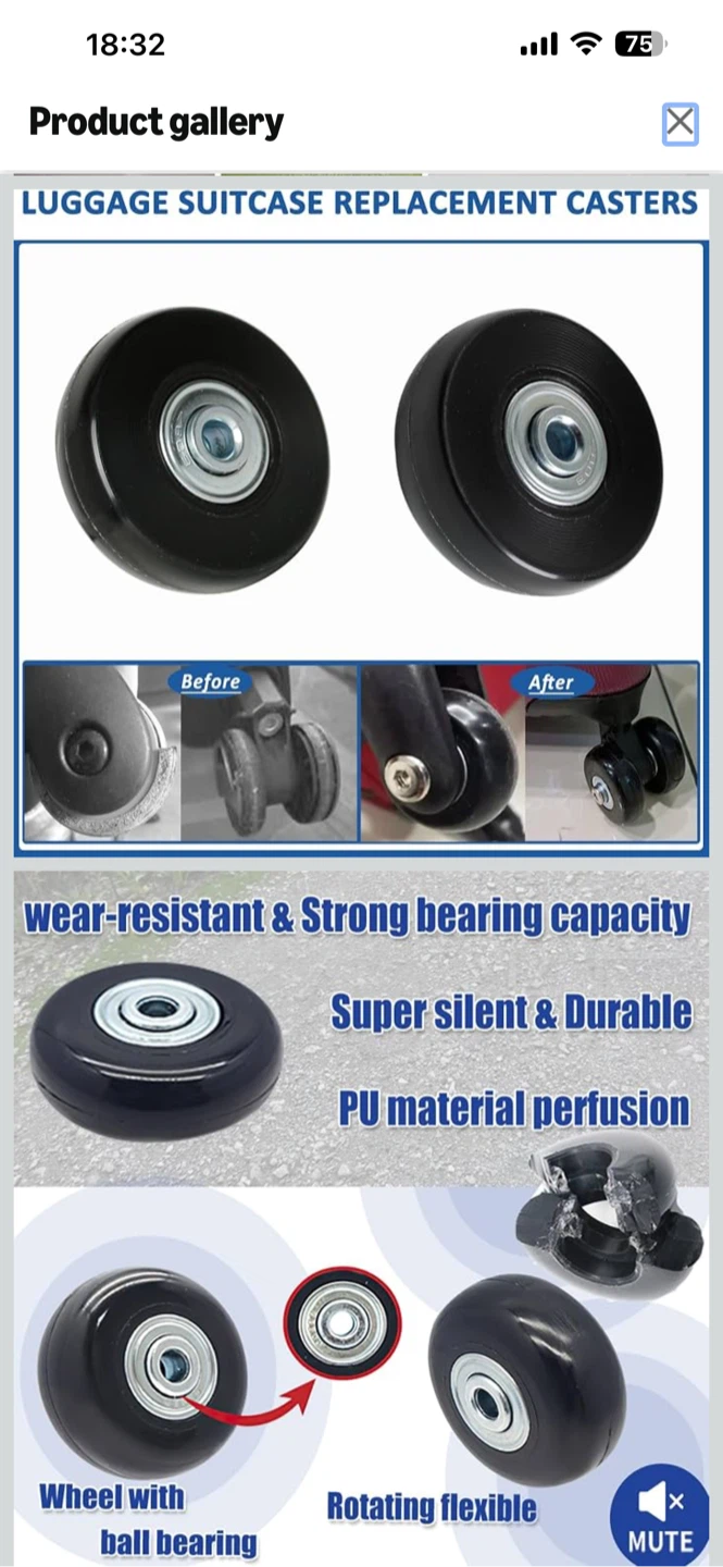 Luggage Suitcase Replacement Casters Wheels - photo 2