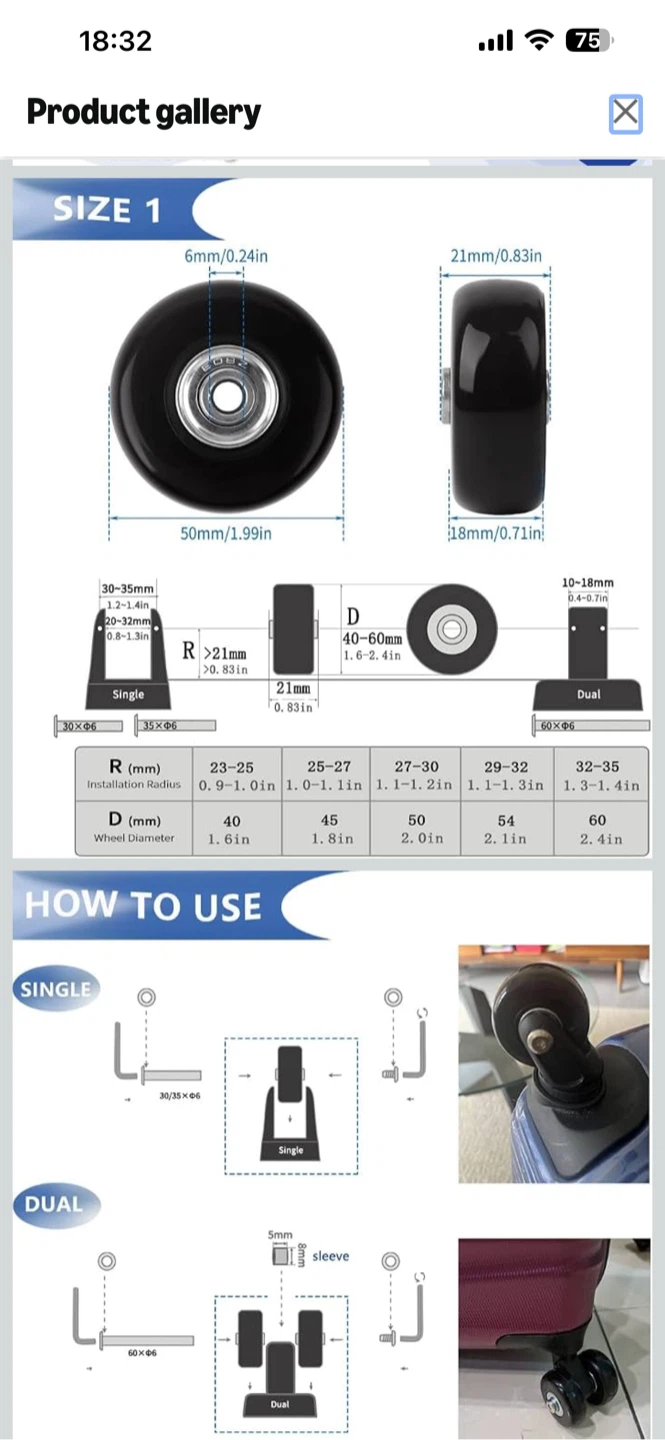 Luggage Suitcase Replacement Casters Wheels - photo 3