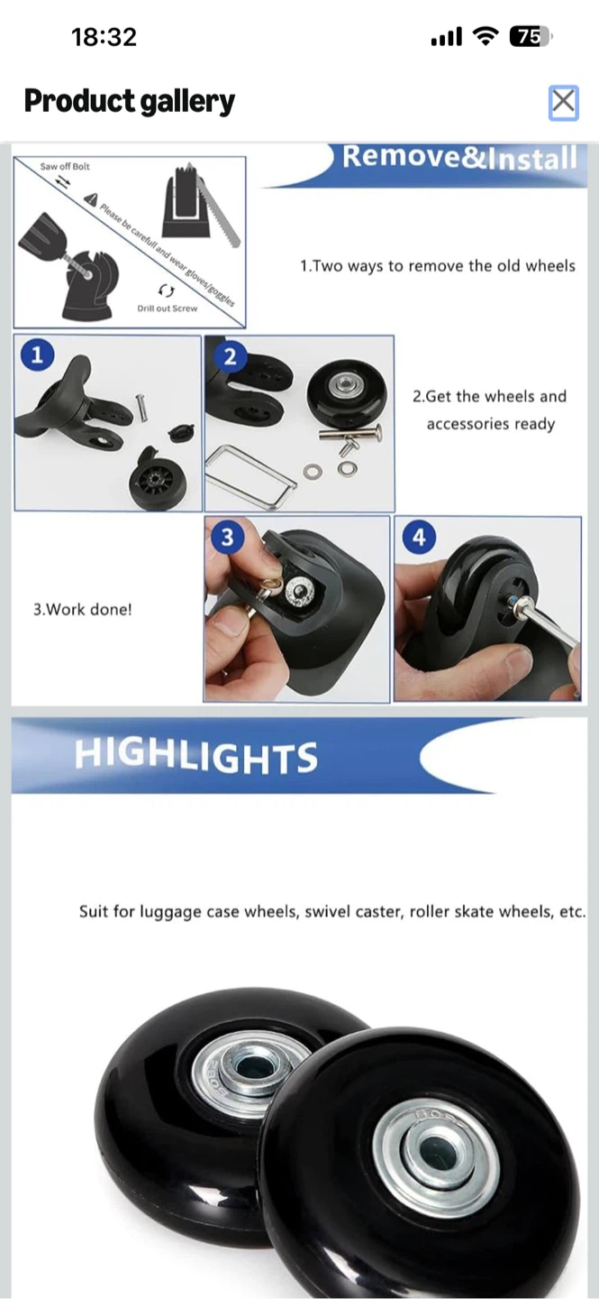 Luggage Suitcase Replacement Casters Wheels - photo 4