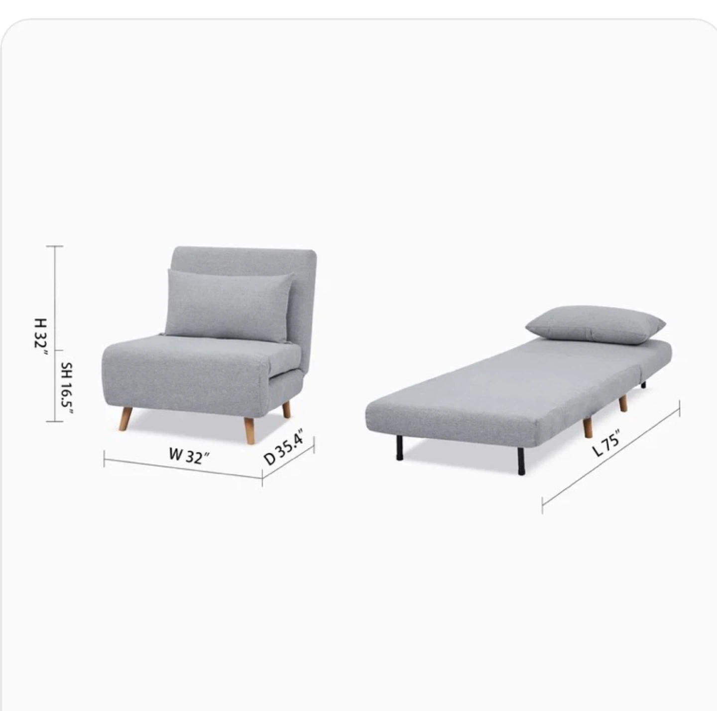 Grey Accent Chair / Bed - photo 4