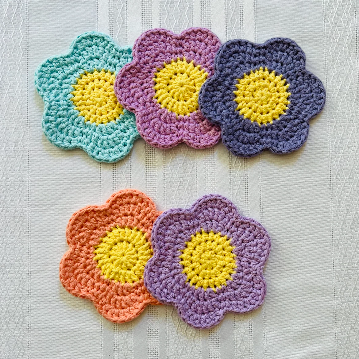 Handmade Crochet Flower Coasters