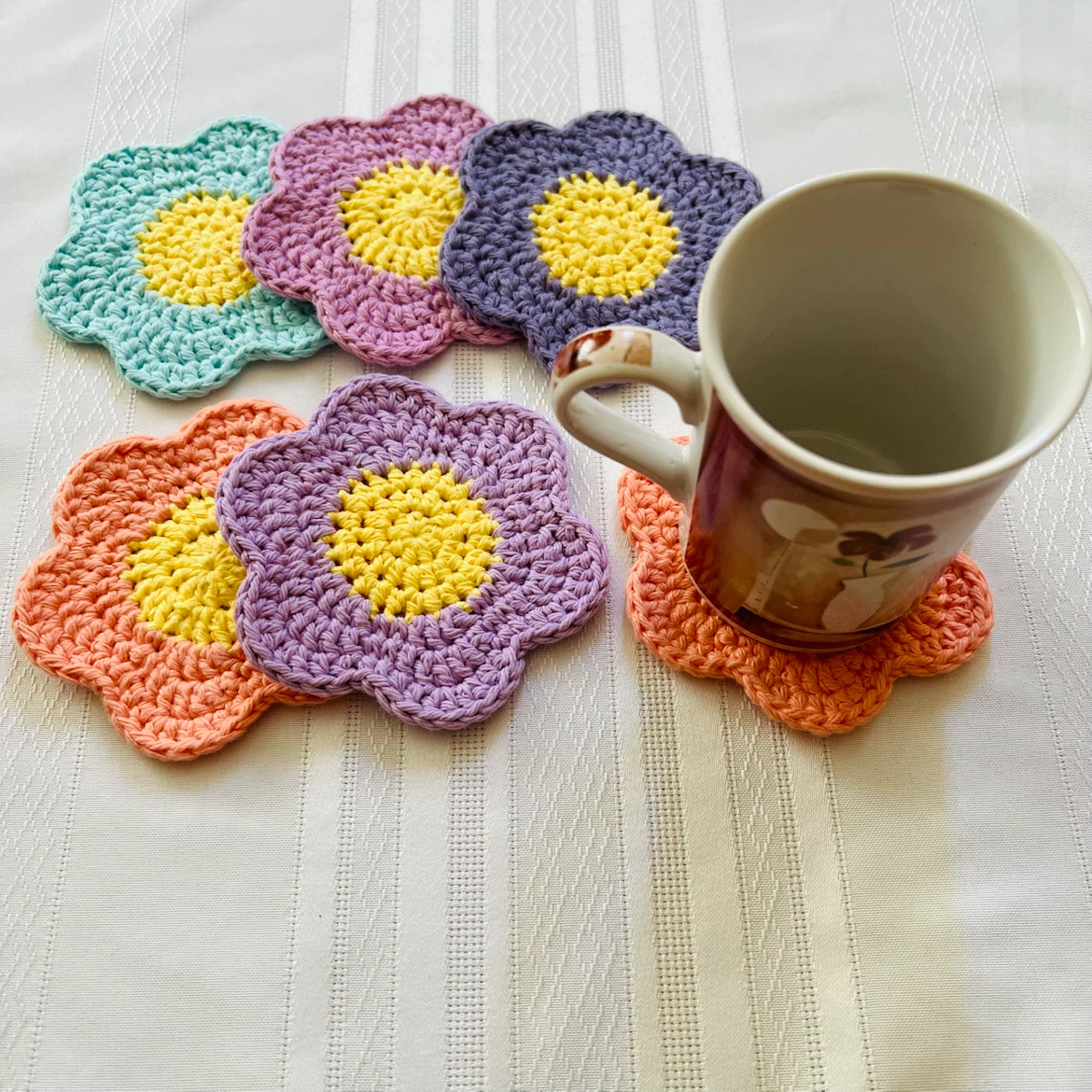 Handmade Crochet Flower Coasters - photo 2