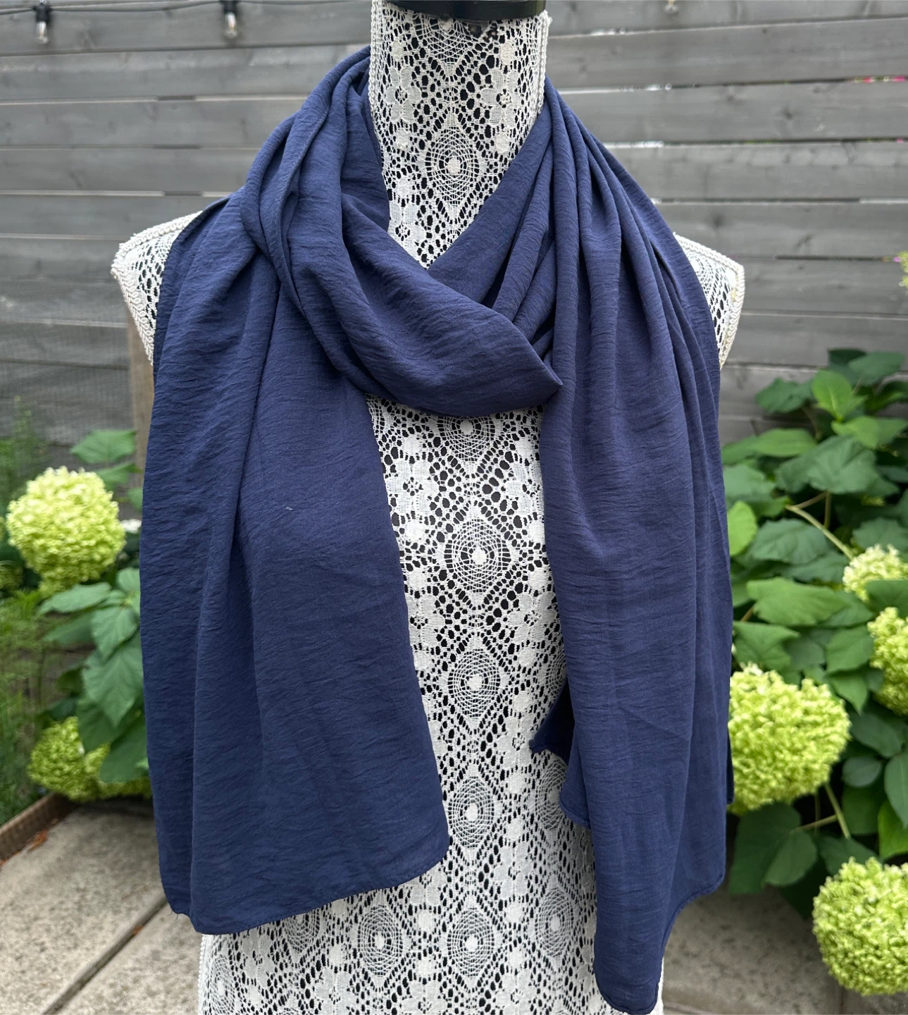 Navy Blue Crinkle Scarf - New - $10